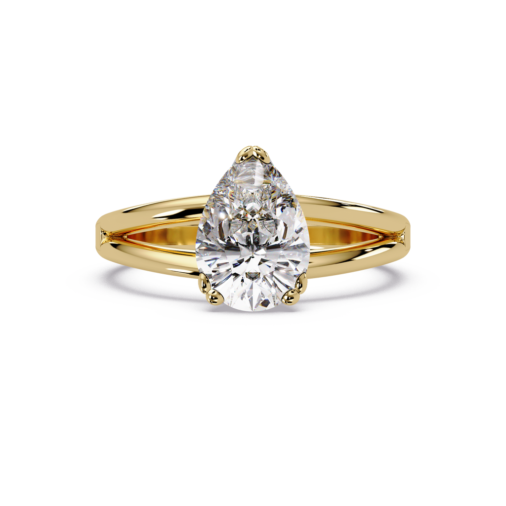 Pear Cut Diamond Split Shank Solitaire Engagement Ring