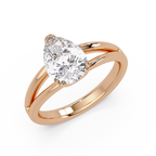 Pear Cut Diamond Split Shank Solitaire Engagement Ring