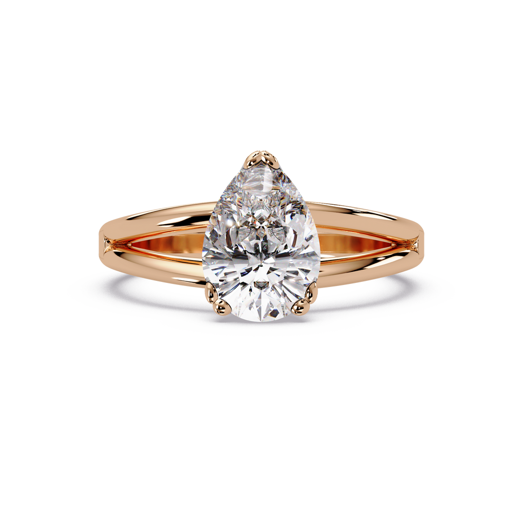 Pear Cut Diamond Split Shank Solitaire Engagement Ring