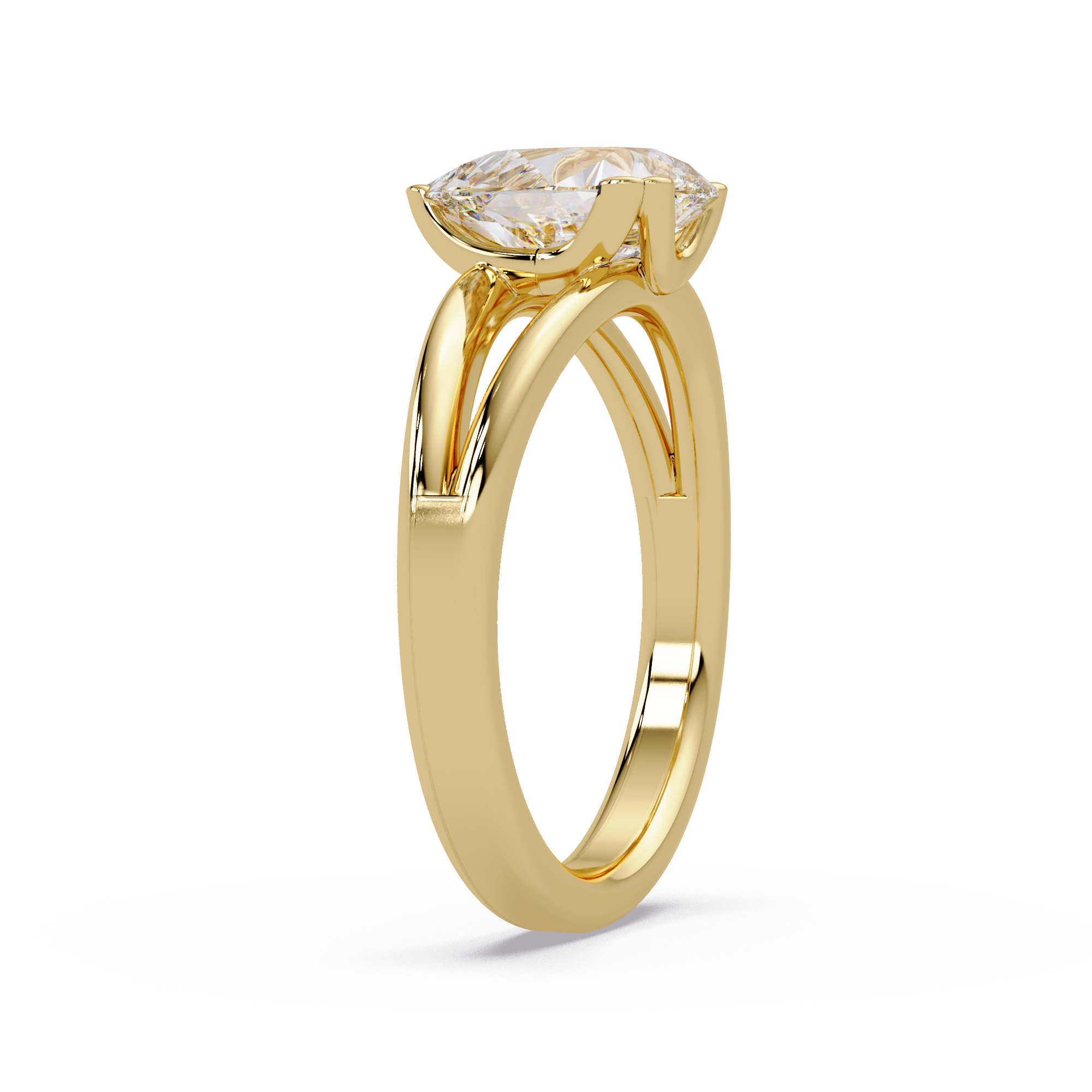 Pear Cut Diamond Split Shank Solitaire Engagement Ring