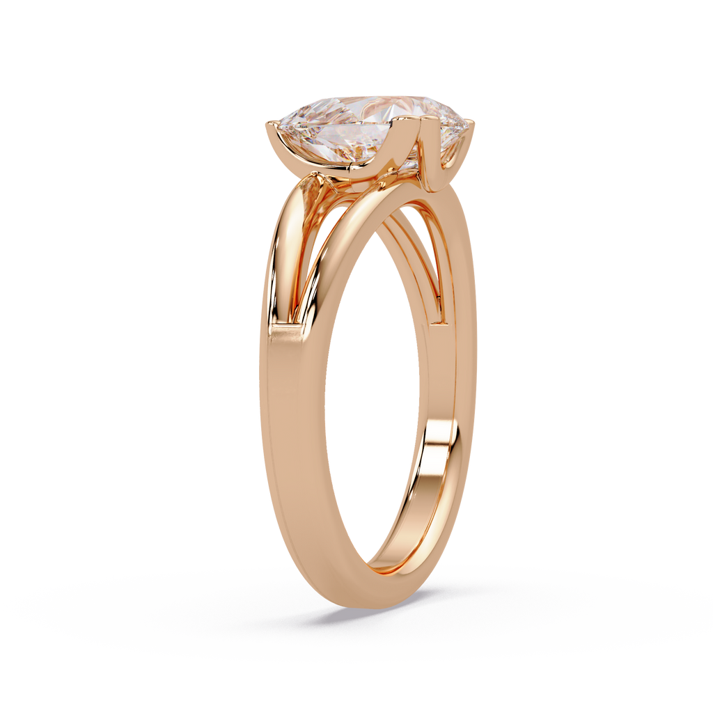 Pear Cut Diamond Split Shank Solitaire Engagement Ring