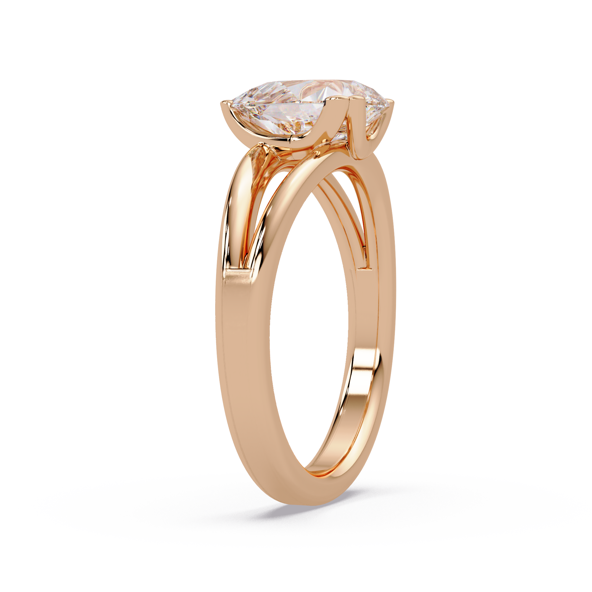 Pear Cut Diamond Split Shank Solitaire Engagement Ring