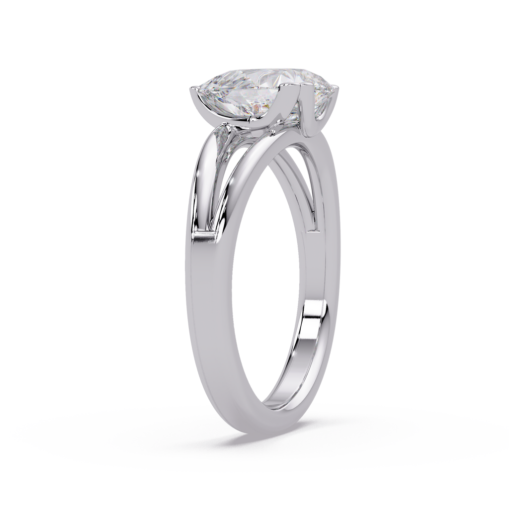 Pear Cut Diamond Split Shank Solitaire Engagement Ring