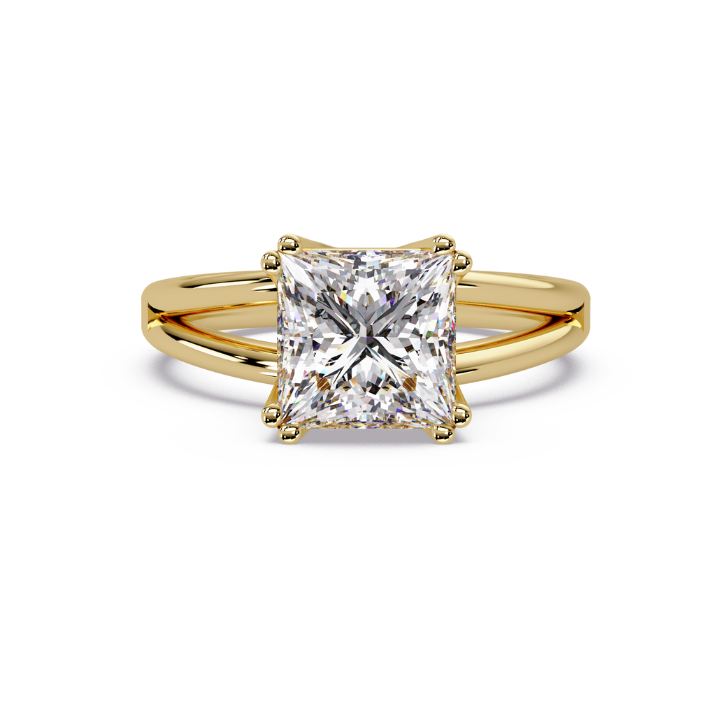 Princess Cut Diamond Split Shank Solitaire Engagement Ring