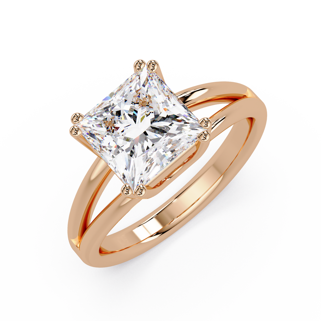 Princess Cut Diamond Split Shank Solitaire Engagement Ring