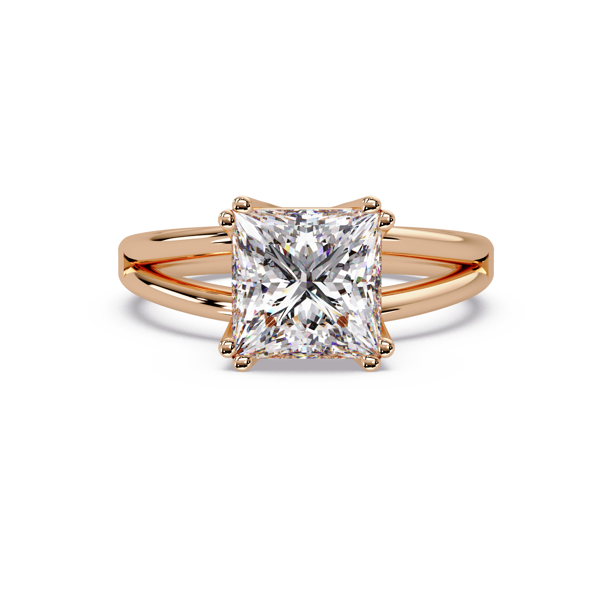 Princess Cut Diamond Split Shank Solitaire Engagement Ring