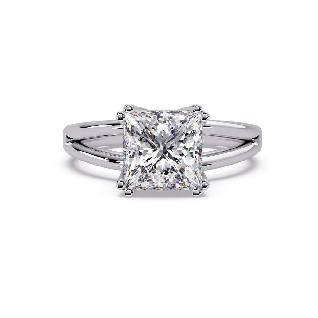 Princess Cut Diamond Split Shank Solitaire Engagement Ring