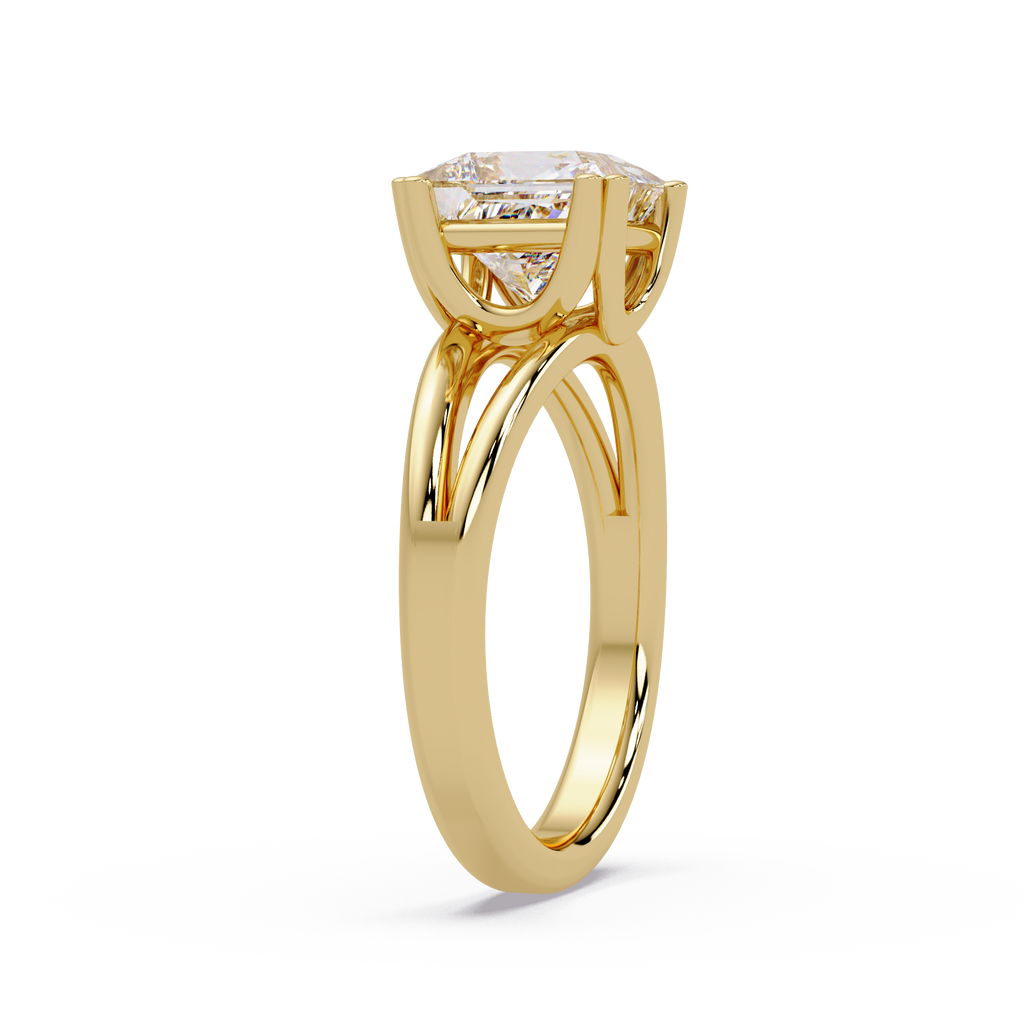 Princess Cut Diamond Split Shank Solitaire Engagement Ring