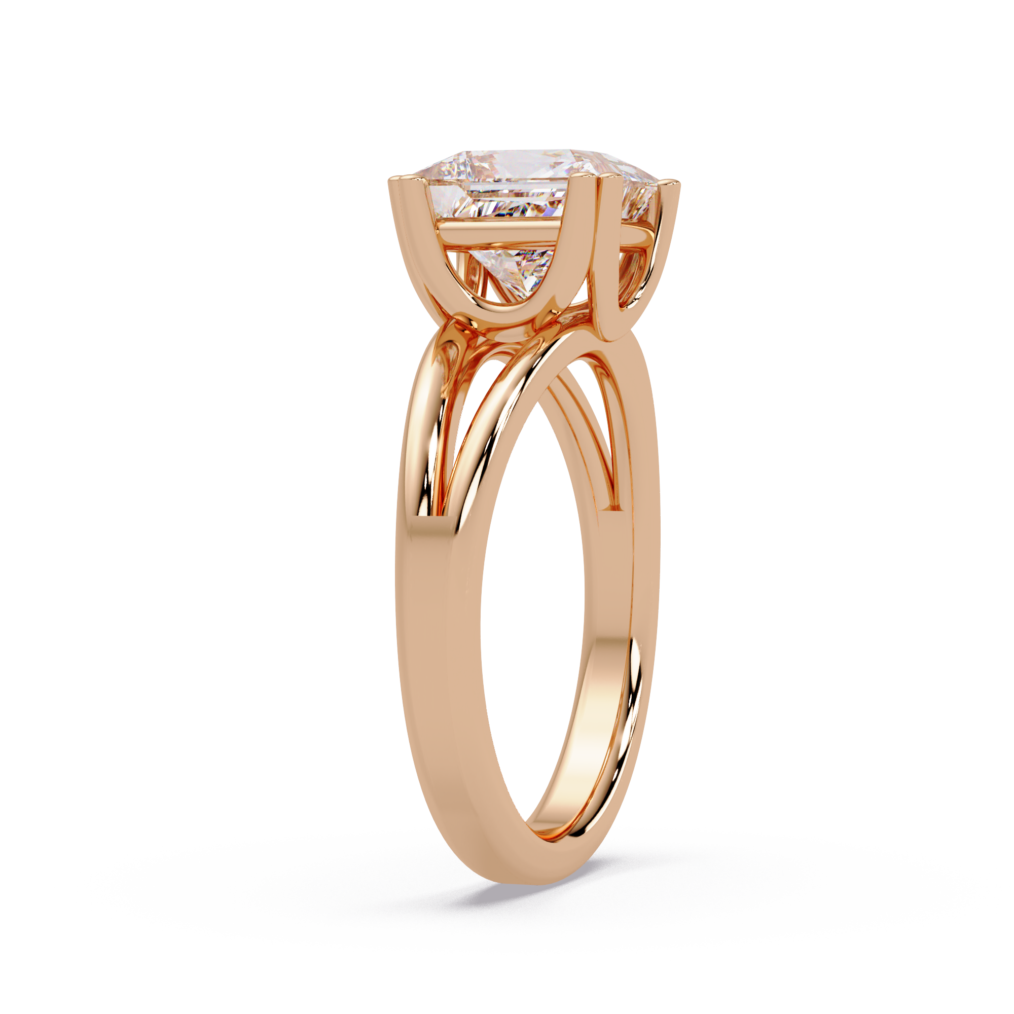 Princess Cut Diamond Split Shank Solitaire Engagement Ring