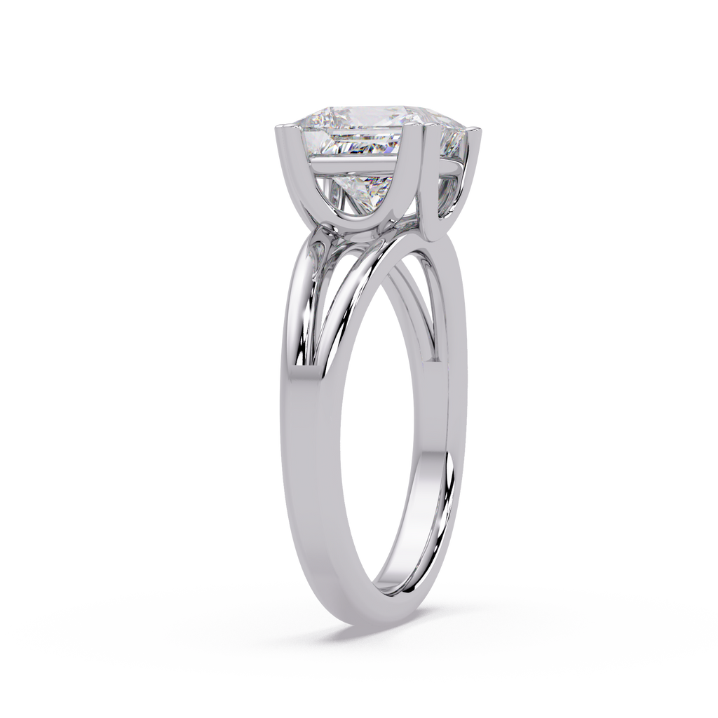 Princess Cut Diamond Split Shank Solitaire Engagement Ring