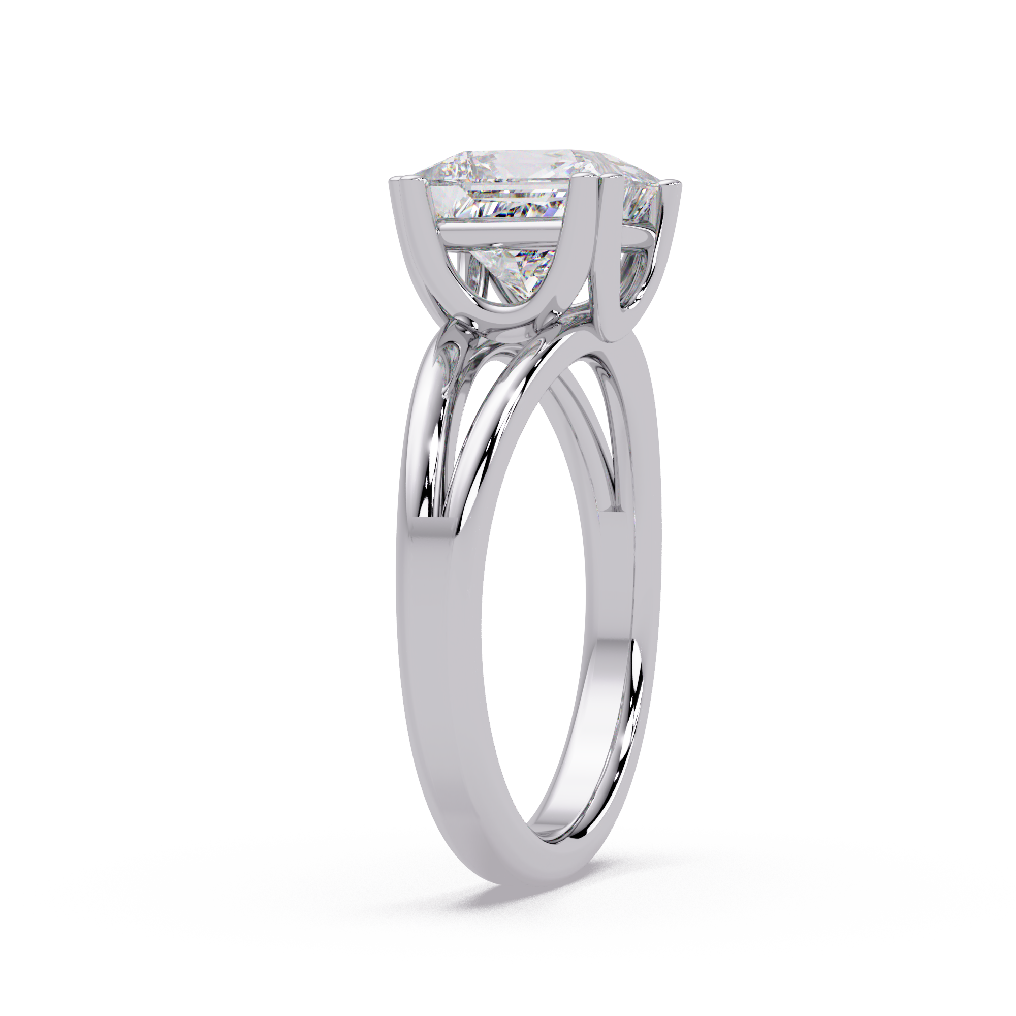 Princess Cut Diamond Split Shank Solitaire Engagement Ring