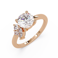 Round Cut Diamond Cluster Side Stones Engagement Ring