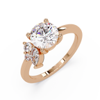 Round Cut Diamond Cluster Side Stones Engagement Ring