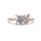 Round Cut Diamond Cluster Side Stones Engagement Ring