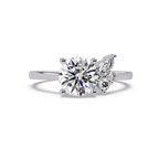 Round Cut Diamond Cluster Side Stones Engagement Ring