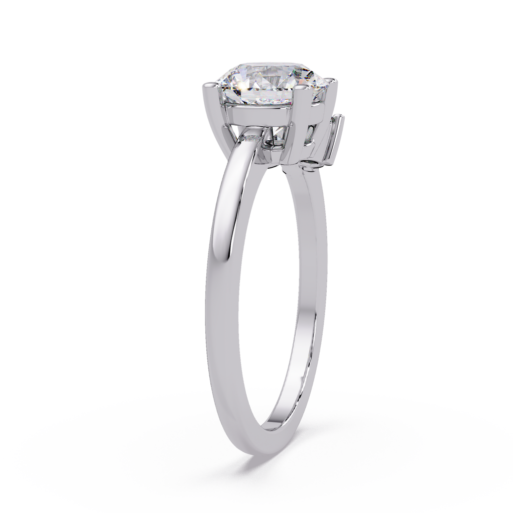 Round Cut Diamond Cluster Side Stones Engagement Ring