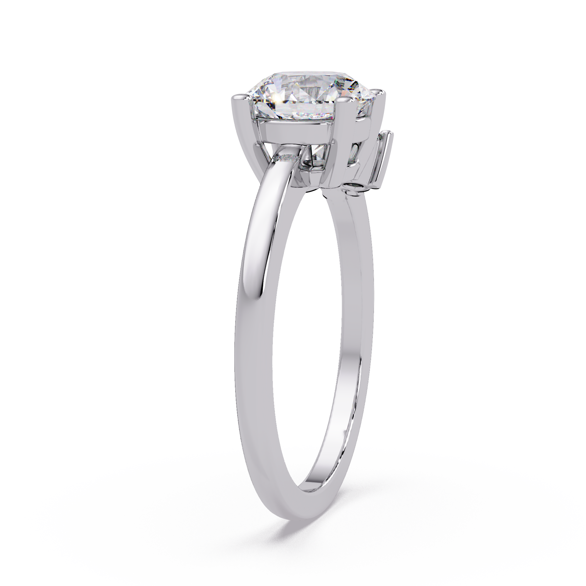Round Cut Diamond Cluster Side Stones Engagement Ring