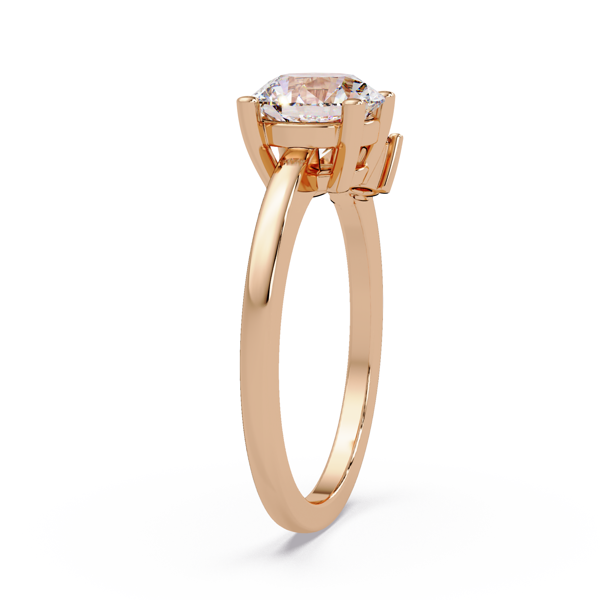 Round Cut Diamond Cluster Side Stones Engagement Ring