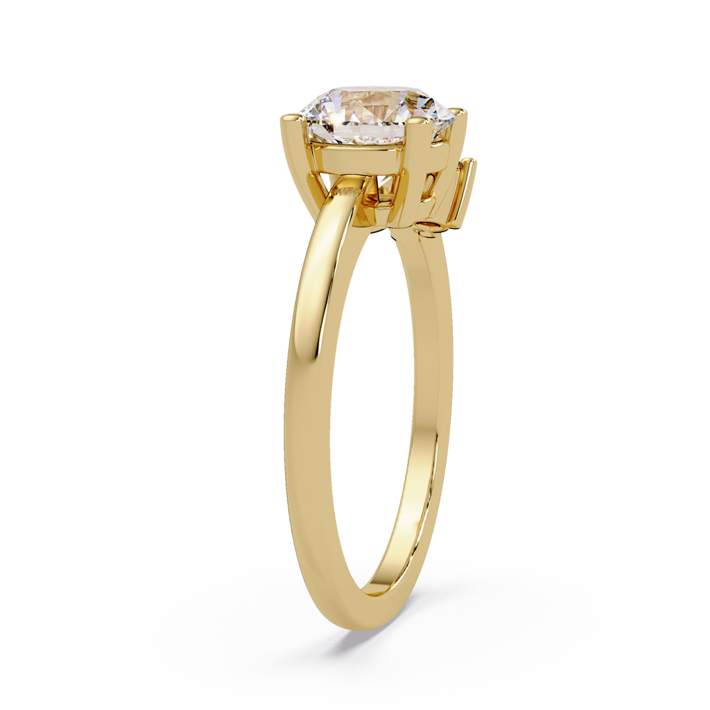 Round Cut Diamond Cluster Side Stones Engagement Ring