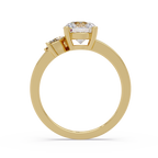 Round Cut Diamond Cluster Side Stones Engagement Ring