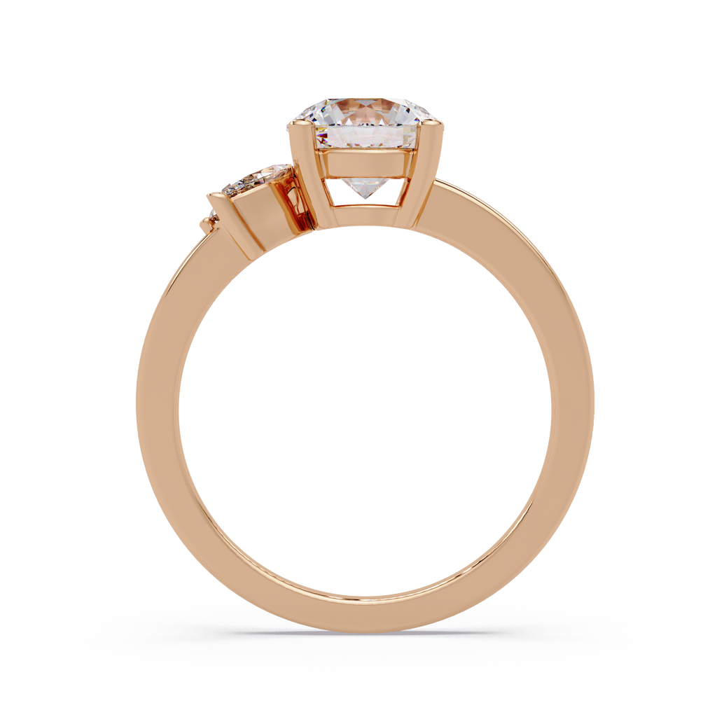 Round Cut Diamond Cluster Side Stones Engagement Ring