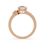Round Cut Diamond Cluster Side Stones Engagement Ring