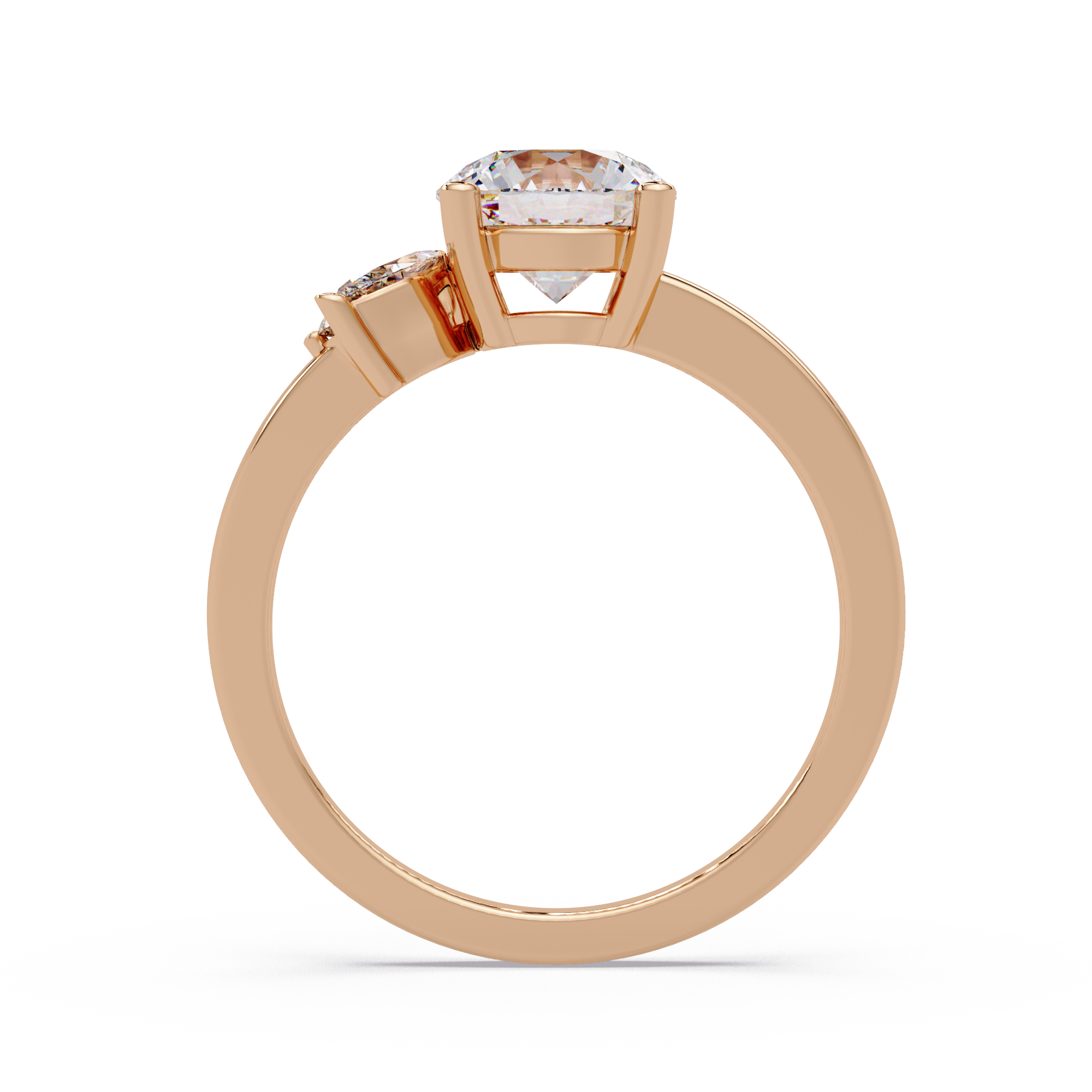 Round Cut Diamond Cluster Side Stones Engagement Ring