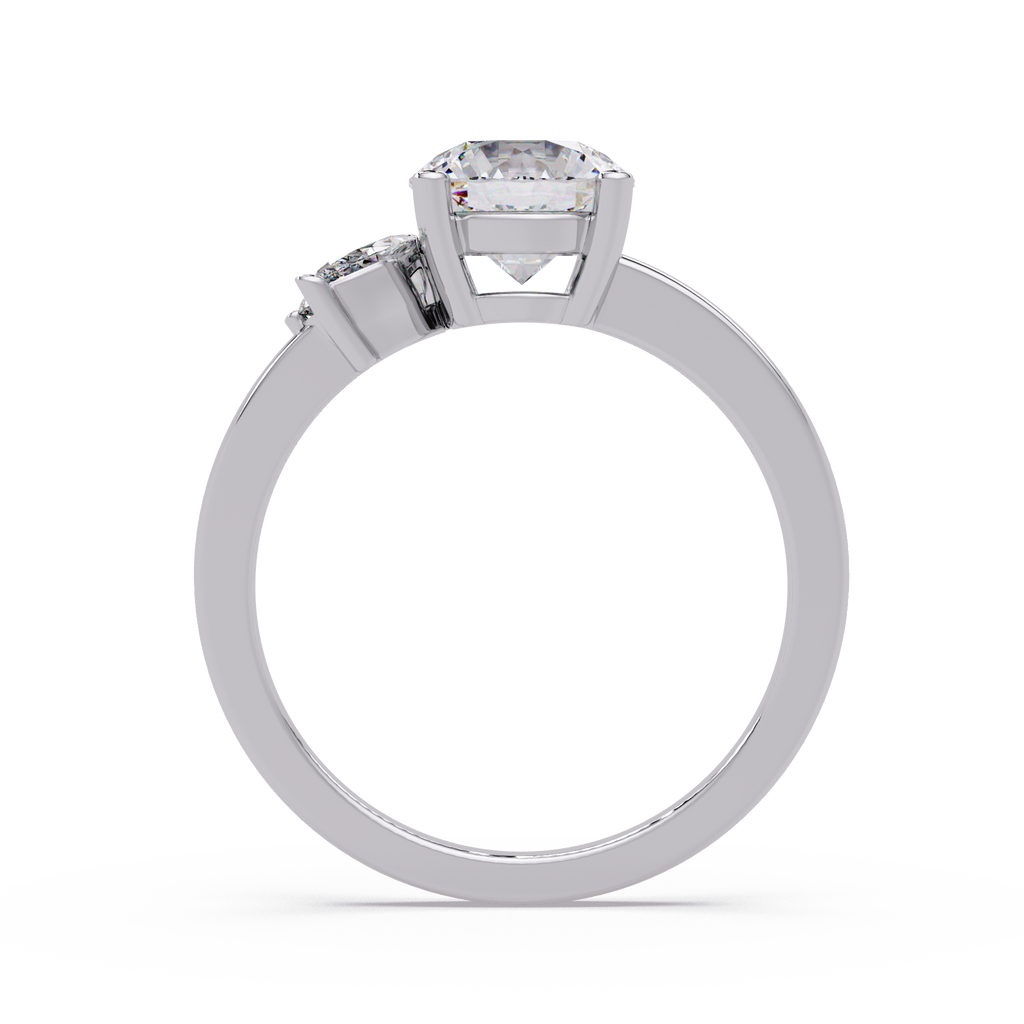 Round Cut Diamond Cluster Side Stones Engagement Ring