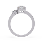 Round Cut Diamond Cluster Side Stones Engagement Ring