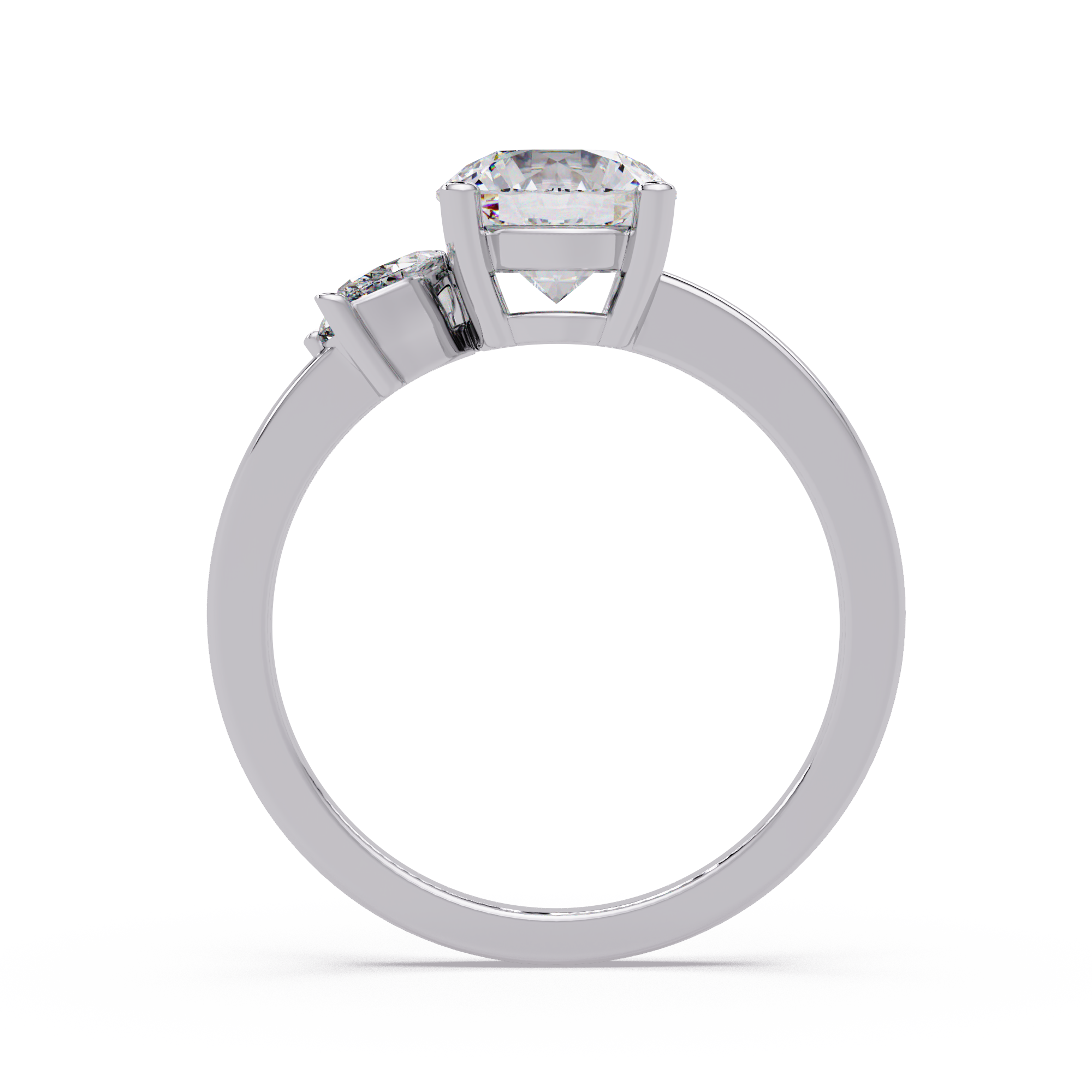 Round Cut Diamond Cluster Side Stones Engagement Ring