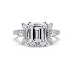Emerald Cut Diamond Marquise Floral Cluster Engagement Ring