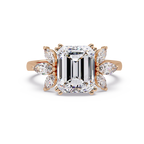 Emerald Cut Diamond Marquise Floral Cluster Engagement Ring