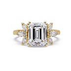 Emerald Cut Diamond Marquise Floral Cluster Engagement Ring