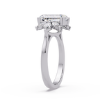 Emerald Cut Diamond Marquise Floral Cluster Engagement Ring
