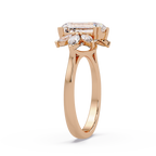 Emerald Cut Diamond Marquise Floral Cluster Engagement Ring