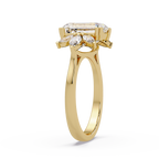 Emerald Cut Diamond Marquise Floral Cluster Engagement Ring