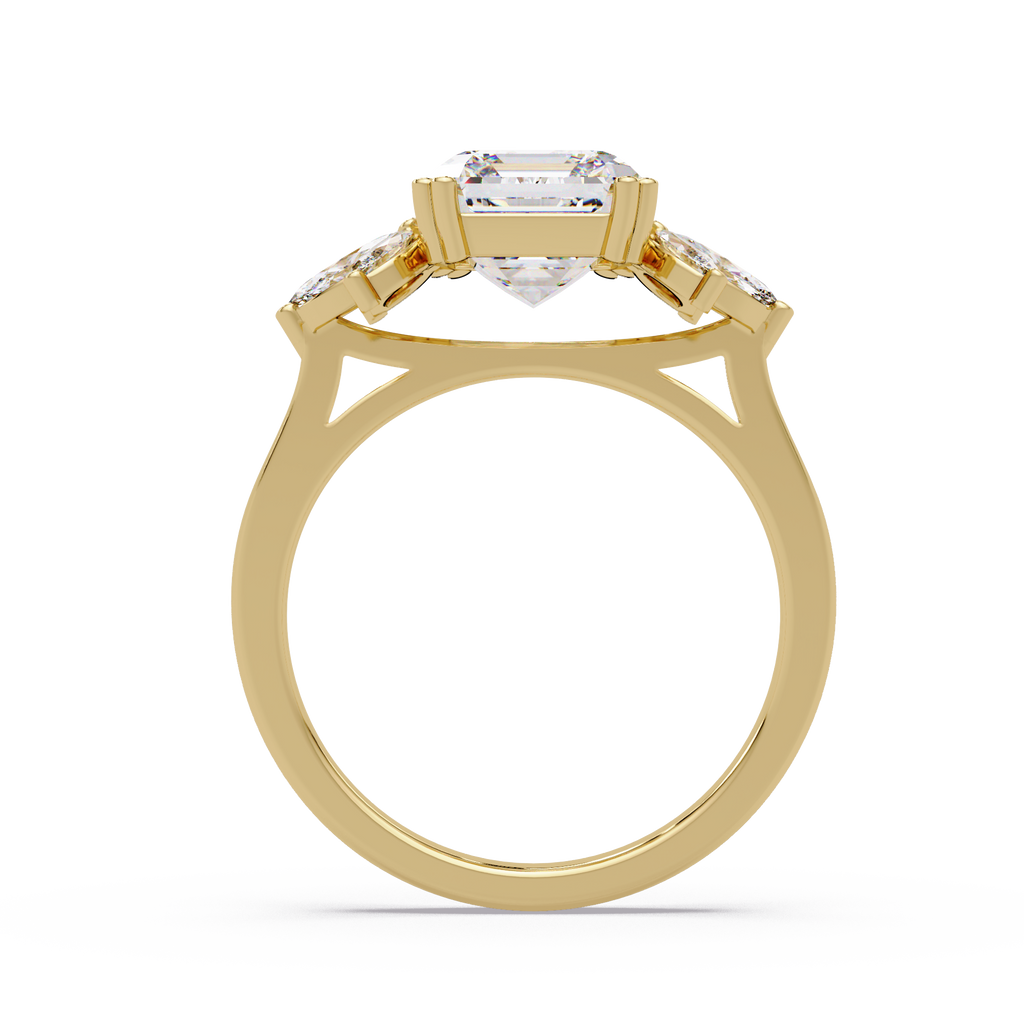 Emerald Cut Diamond Marquise Floral Cluster Engagement Ring