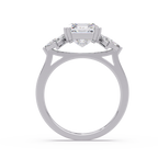 Emerald Cut Diamond Marquise Floral Cluster Engagement Ring