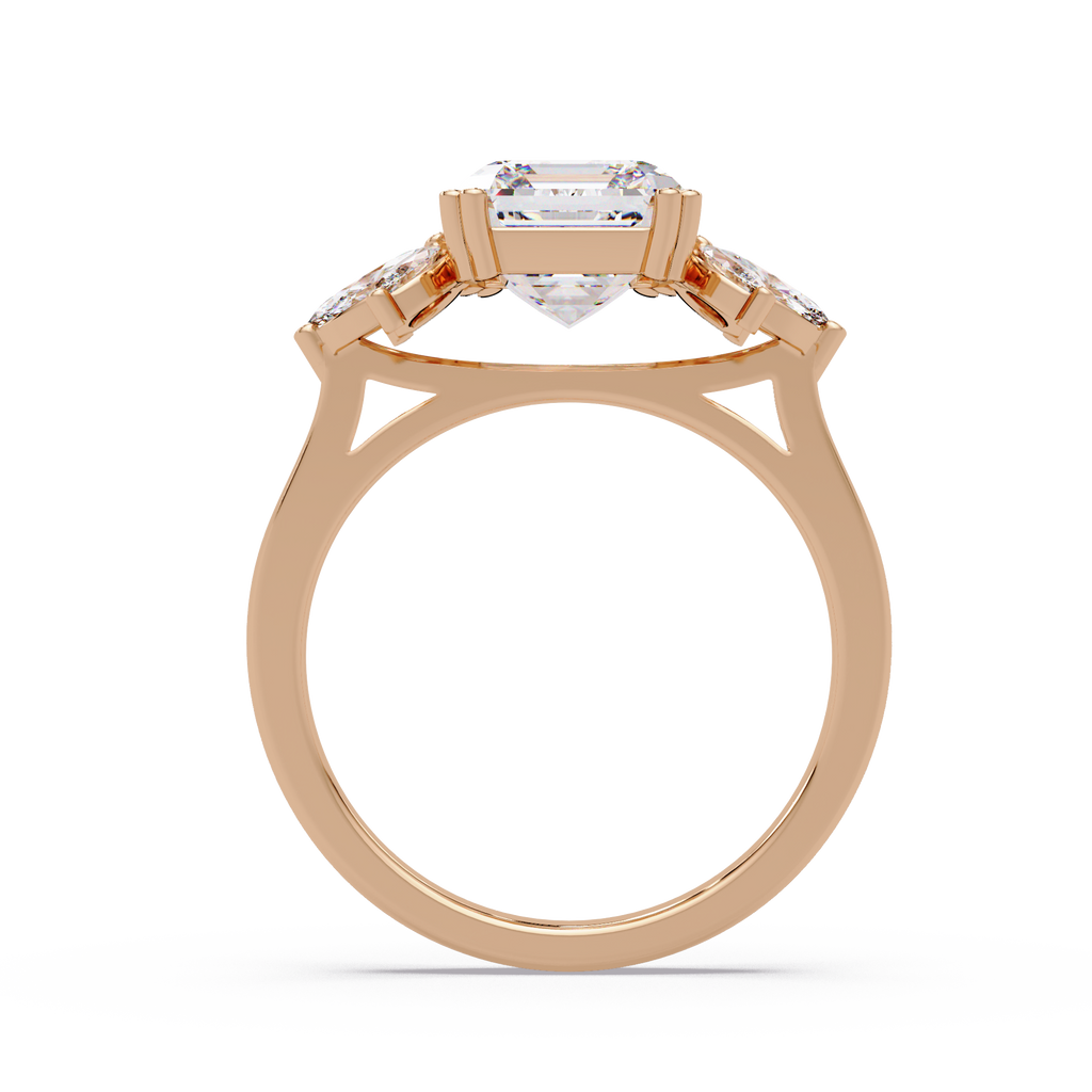 Emerald Cut Diamond Marquise Floral Cluster Engagement Ring