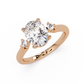 Oval Cut Diamond Three Stone Hidden Halo Engagement Ring