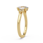Oval Cut Diamond Three Stone Hidden Halo Engagement Ring