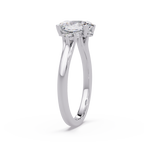 Oval Cut Diamond Three Stone Hidden Halo Engagement Ring