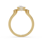 Oval Cut Diamond Three Stone Hidden Halo Engagement Ring
