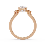 Oval Cut Diamond Three Stone Hidden Halo Engagement Ring