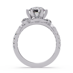 Round Cut Diamond Bypass Three Stone Engagement Ring
