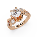 Round Cut Diamond Bypass Three Stone Engagement Ring