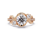 Round Cut Diamond Bypass Three Stone Engagement Ring