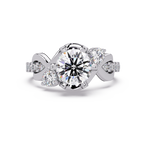Round Cut Diamond Bypass Three Stone Engagement Ring