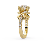 Round Cut Diamond Bypass Three Stone Engagement Ring