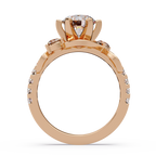 Round Cut Diamond Bypass Three Stone Engagement Ring